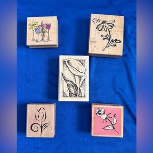 Floral Wooden Stamp Set - Multicolor